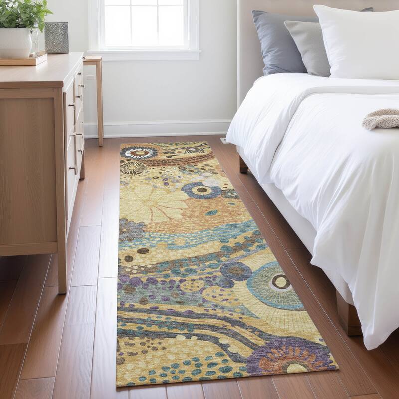 Machine Washable Indoor/ Outdoor Whimsy Floral Chantille Rug