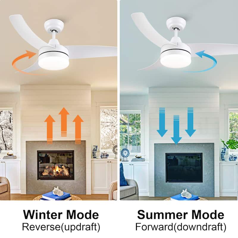 42 inch Indoor White Ceiling Fan with LED Light
