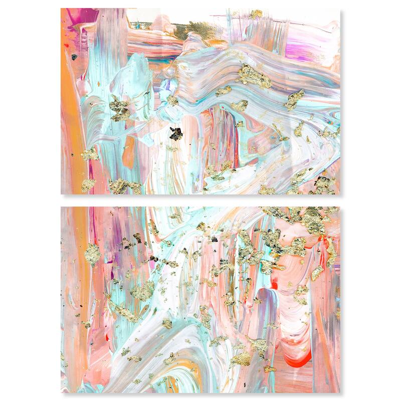 Wynwood Studio Abstract Eternal Optimist Diptych Pink and Light Pink Modern & Contemporary Wall Art Canvas Print