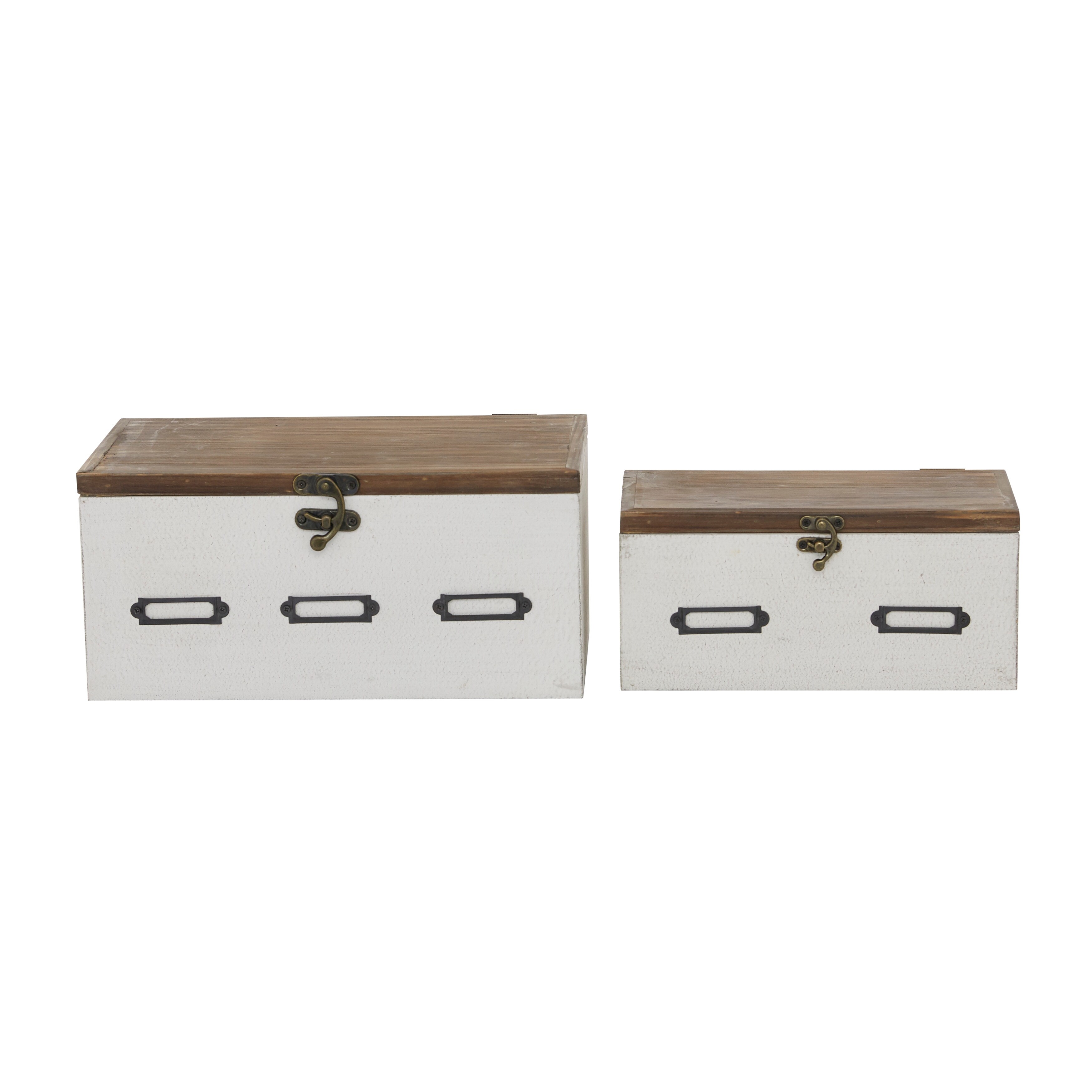Shop Jewelry Box With Latch And Label Slots 2 Pcs Wooden White And Brown 12 X 8 X 6 On Sale Overstock 32120612