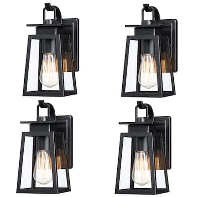 1-Light Exterior Wall Light with Clear Glass (4 Pack) - Matte Black