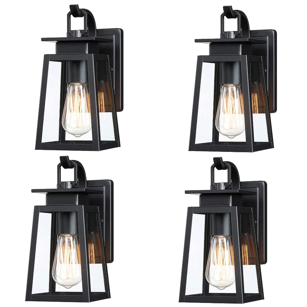 1-Light Exterior Wall Light with Clear Glass (4 Pack) - Matte Black