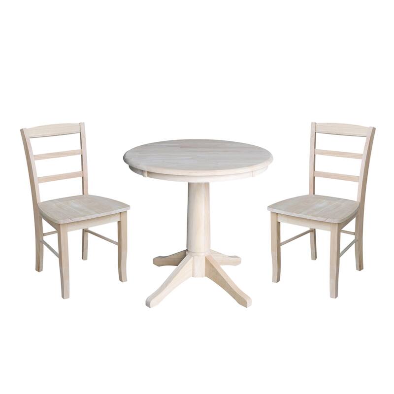 30" Round Pedestal Dining Table with 2 Madrid Chairs