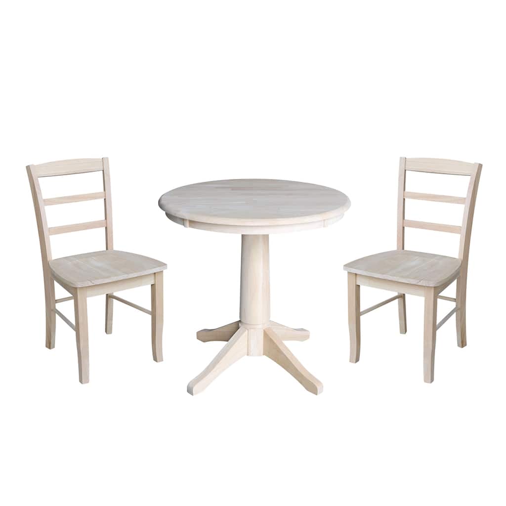 30" Round Pedestal Dining Table with 2 Madrid Chairs