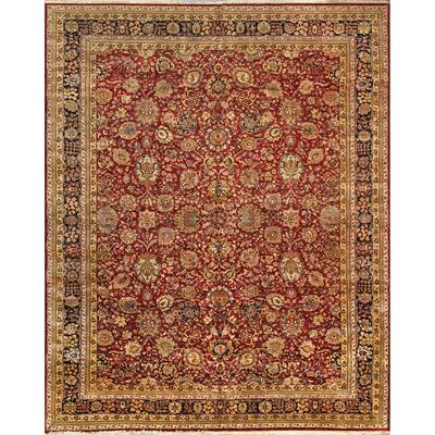Pasargad Home Agra Collection Hand-Knotted Lamb's Wool Area Rug, Red - 12' 1" X 15' 1"