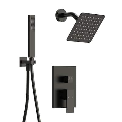GRANDJOY 2-Function Rainfall Shower System with Handheld, Single Handle Wall-Mount Design