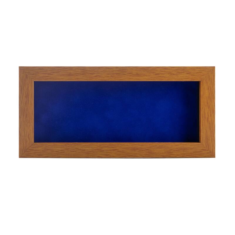 12x24 Shadow Box Frame Light Brown Wood | With a 3/4" Usable Display Depth | Includes a Royal Blue Real Suede Texture Acid-Free