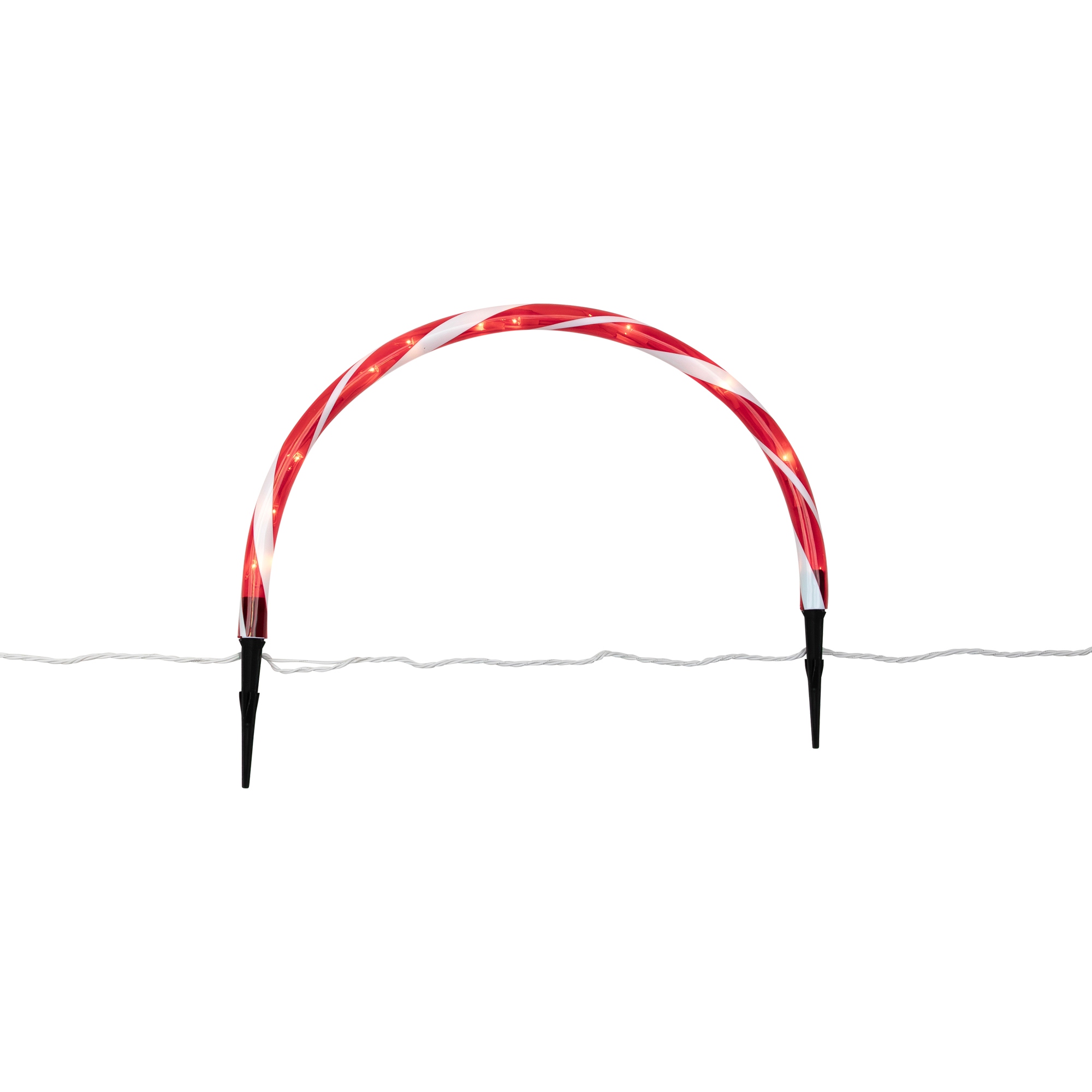 Set of 3 Candy Cane Arch Outdoor Christmas Pathway Markers - Red