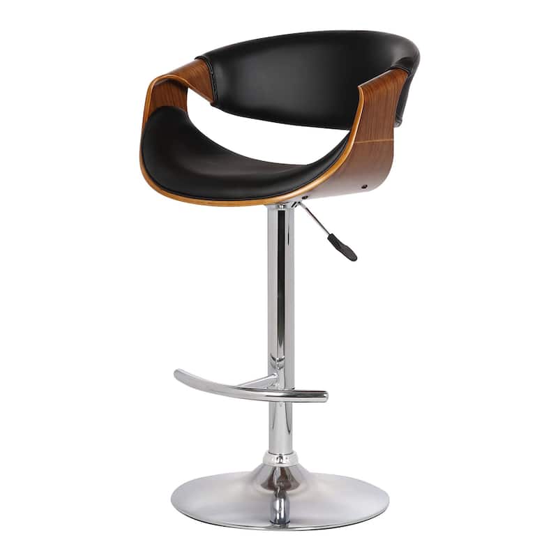 24" Faux Leather Upholstery Kitchen Bar Stool with Adjustable Height and Swivel Seat Chrome Finish - 43”H x 21”W x 21”D