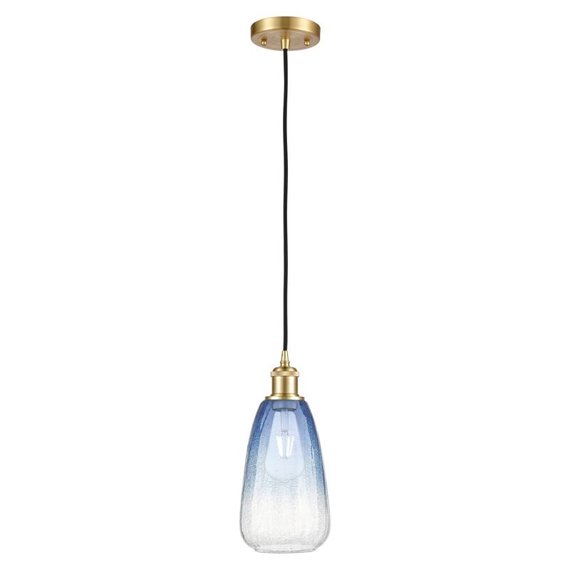 Innovations Lighting Endless Possibilities Ballston - Brookhaven Almond - 1 Light 6" Cord Hung Mini Pendant - Satin Gold/Sapphire Blue