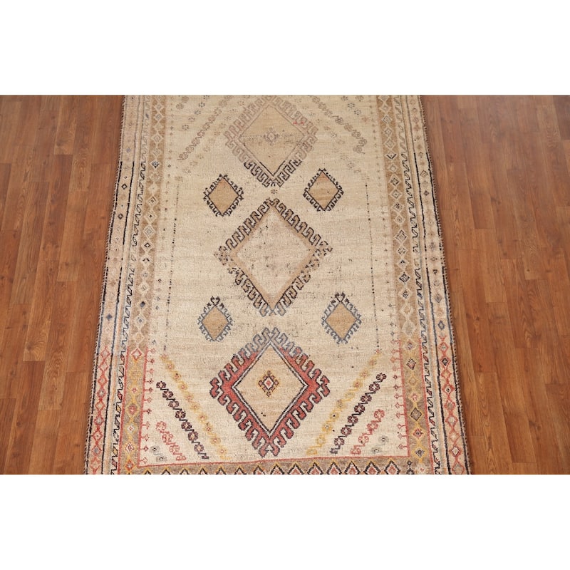 Geometric Gabbeh Persian Vintage Area Rug Hand-Knotted Wool Carpet - 4'7"x 7'3"