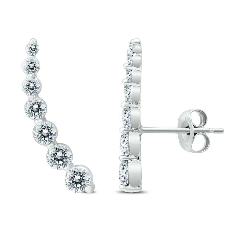 Marquee 1 1/4 Carat TW Diamond Climber Earrings Set in 14K White Gold