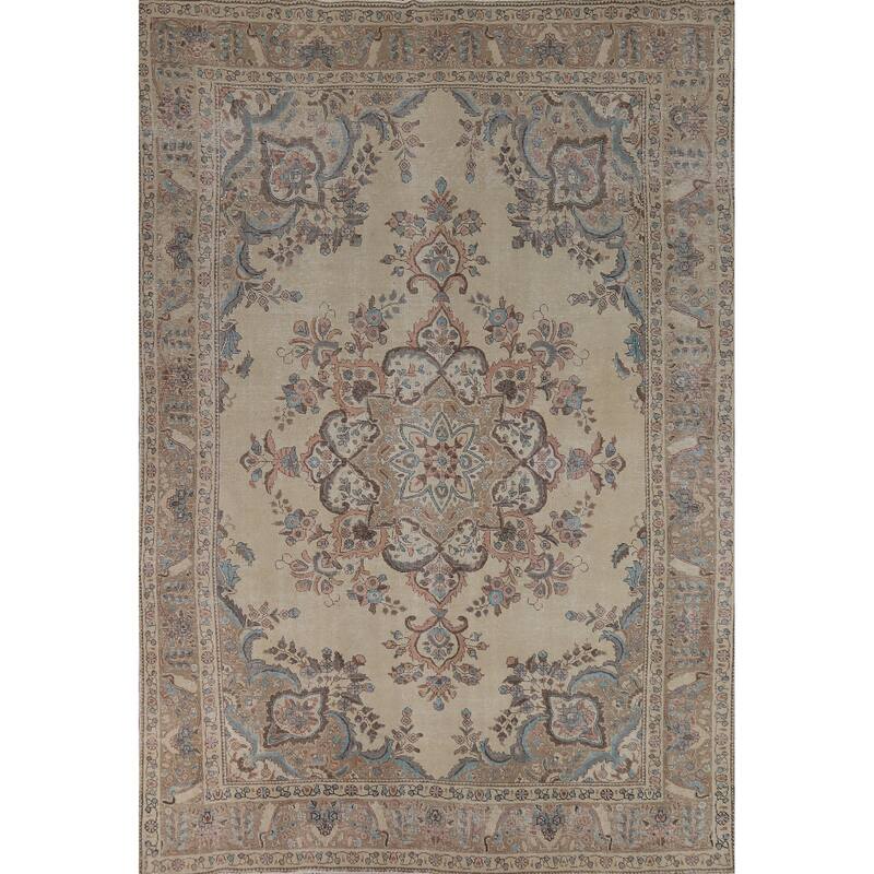 Medallion Tabriz Persian Area Rug Floral Handmade Wool Carpet - 8'0"x 11'3"