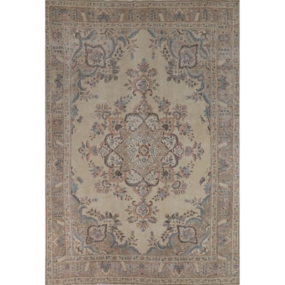 Medallion Tabriz Persian Area Rug Floral Handmade Wool Carpet - 8'0"x 11'3"