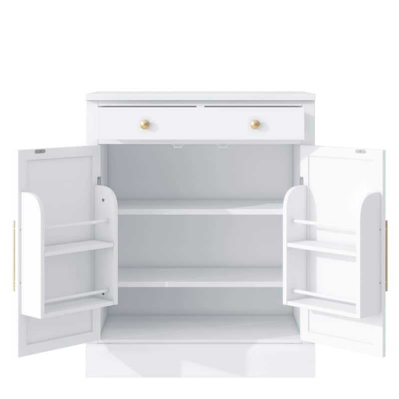 Modern Freestanding Kitchen Pantry,Buffet Food Storage, Coffee Bar Cabinet with Drawer, 2 Adjustable Shelves,2 Door Shelves