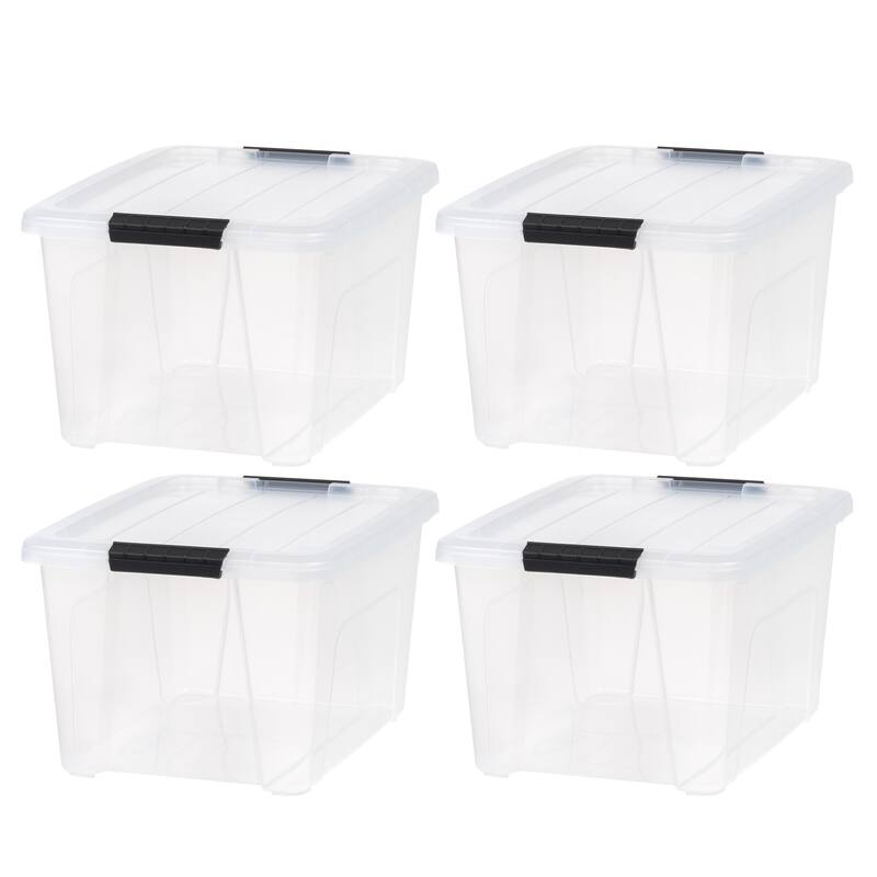 IRIS USA® Buckled Clear Box 32 Qt Buckle Lid - Clear - Set of 4