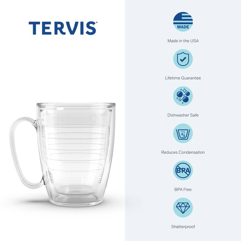 Tervis Clear & Colorful Tabletop Made in USA Double Walled Insulated Travel Tumbler, Clear - 16oz Mug