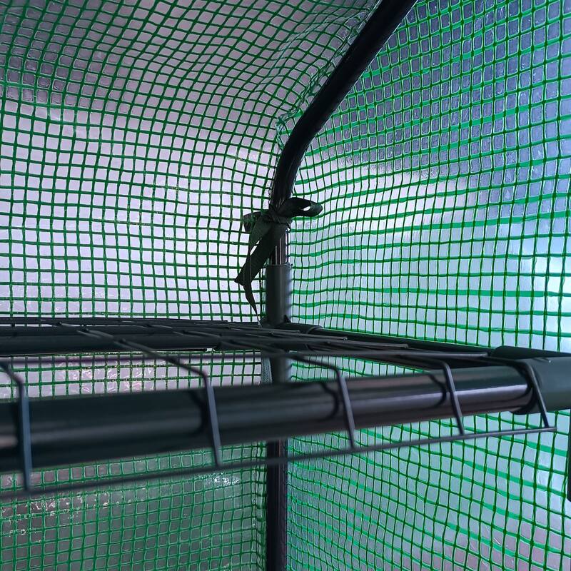 Outsunny 8' x 6' x 7' Portable Water/UV Walk-In Greenhouse Hot House with 18 Shelves, Weather Cover, & Roll Up Door