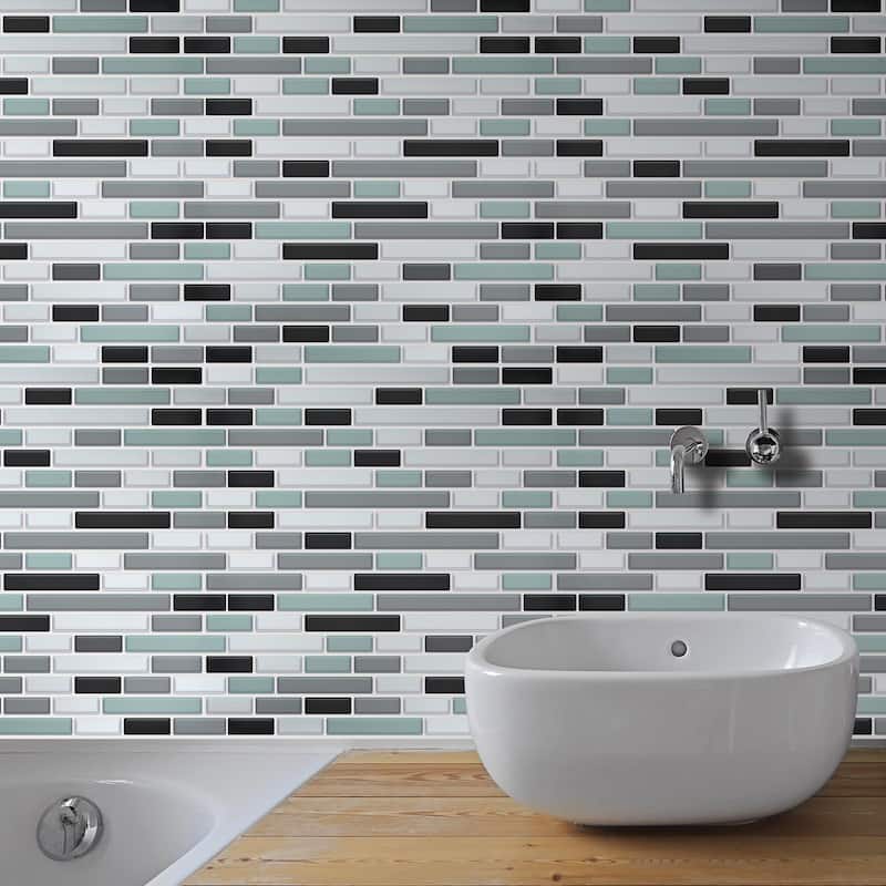 Walplus Mosaic Glossy 3D Metro Peel and Stick Backsplash Tile Stickers