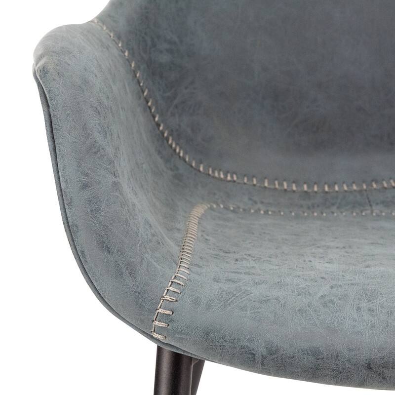 Markley Mid-Century Modern Upholstered Distressed Leather Dining Chair with Comfy Curved Seat & Strong Powder-Coated Metal Legs