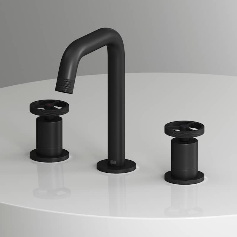 VIGO Cass 8" H 2-Handle Widespread Bathroom Faucet - Matte Black