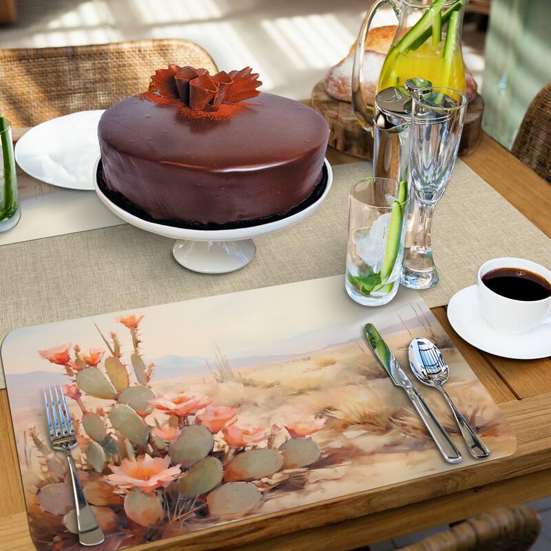 Desertscape 4 Pack Reversible Easy Care Flexible Plastic Placemats Made in The USA BPA Free Easily Wipes Clean