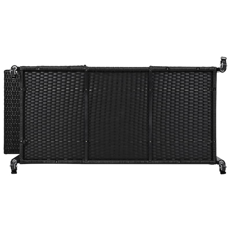 52.8"W Wicker Outdoor Grill cart with Extended Plastic Wood Table Top, Rolling Kitchen Island on Wheels with Storage Cabinet