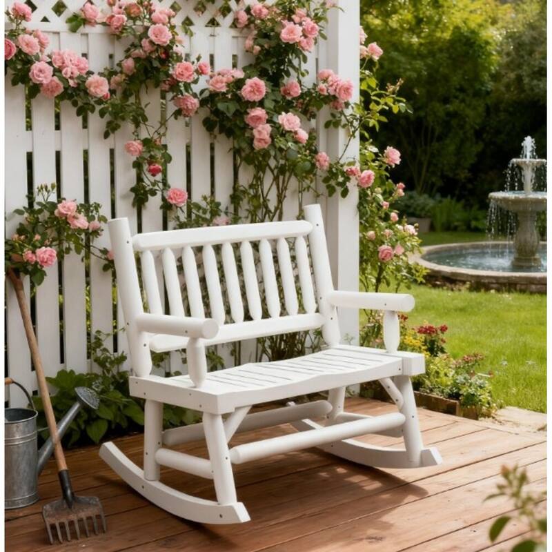 GDFStudio - Harrison Classic Outdoor Heavy Duty Rocking Loveseat with Wide Curved Seating