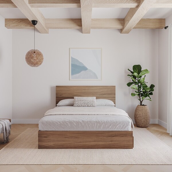 Nexera Storage Bed with Headboard, Walnut - On Sale - Bed