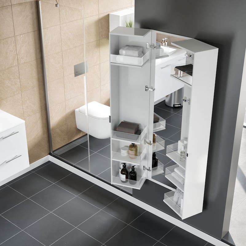 Eviva Luxurious 16"W x 16"D x 67"H Wall-Mounted Linen Cabinet