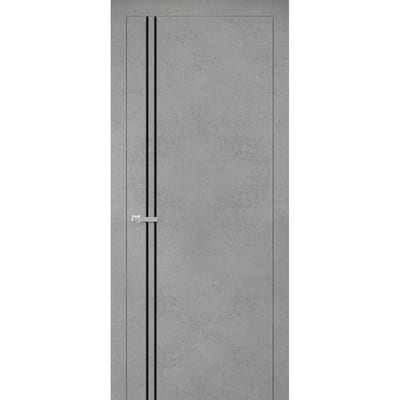 Solid French Door 28 x 80 Planum 0016 Concrete with| Bathroom