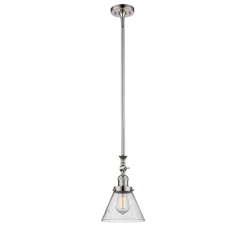 Innovations Lighting Large Cone 8" Wide Adjustable Mini Pendant - Polished Nickel / Seedy