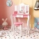 preview thumbnail 2 of 7, Gymax Kid Vanity Table and Chair Detachable Tri-Folding Mirror Pretend