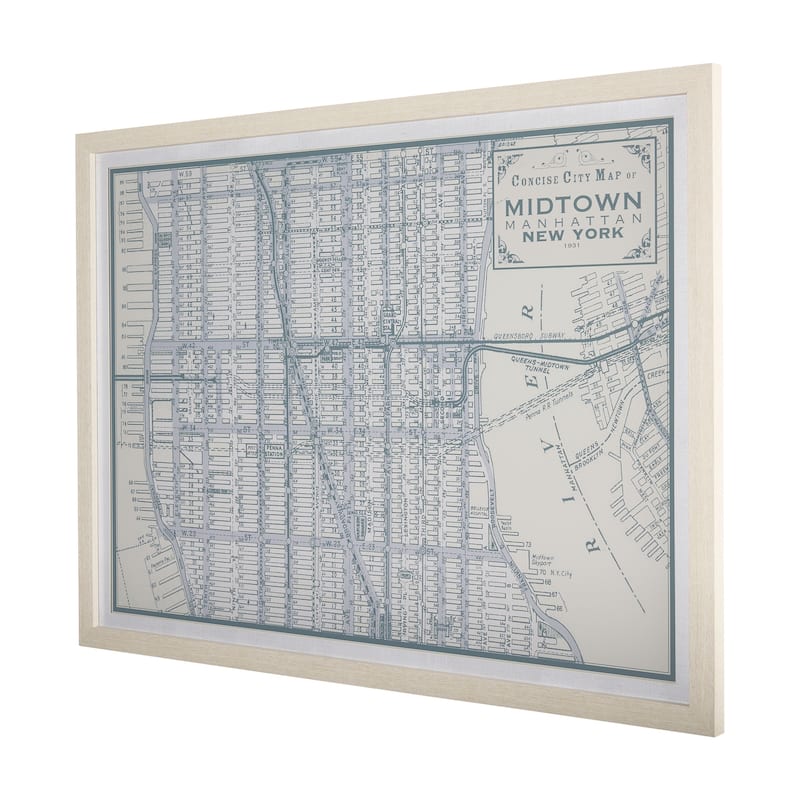 Manhattan Map I Framed Art Print