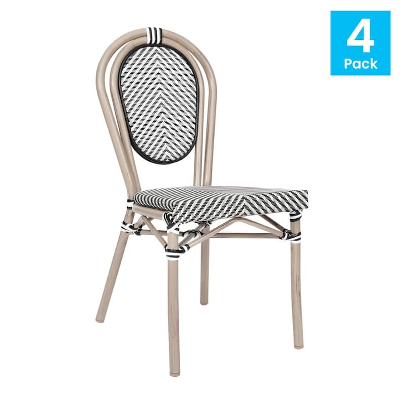 4 Pack All-Weather Commercial Paris Chairs with Metal Frames