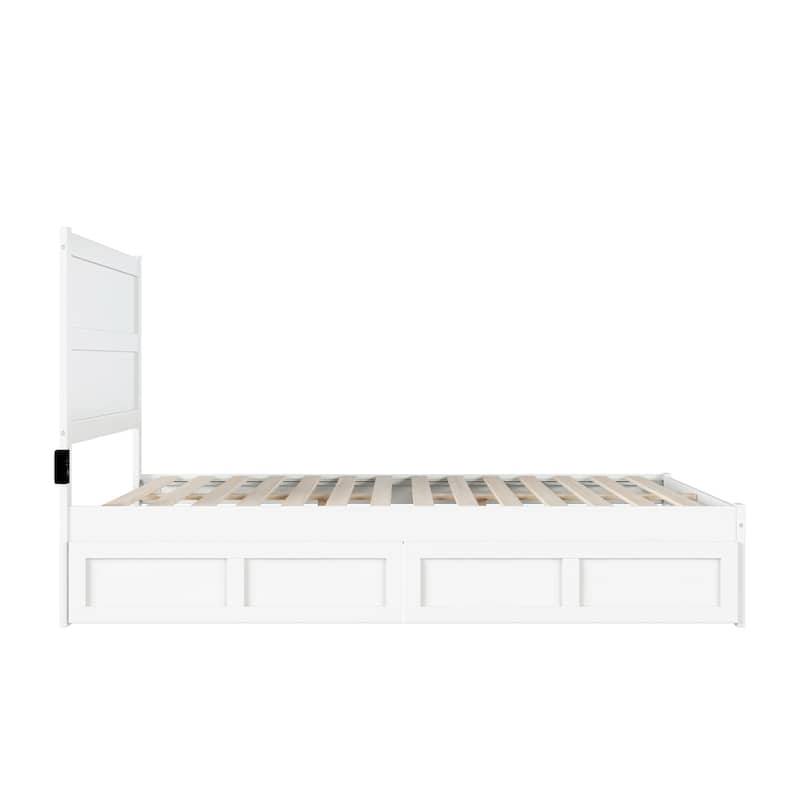 NoHo Queen Platform Bed with 2 Drawers in White