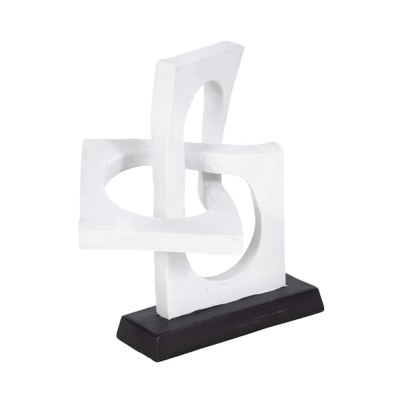 Sagebrook Home 10" Polyresin Links Sculpture in White and Black With Volcano Texture - 10" x 7" x 10"