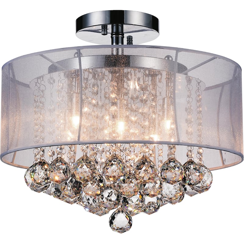Radiant 6 Light Drum Shade Flush Mount With Chrome Finish - Chrome