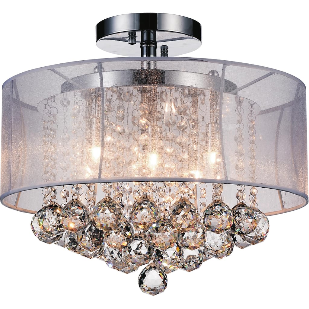 Radiant 6 Light 16in Chrome Drum Shade Flush Mount with White Shade