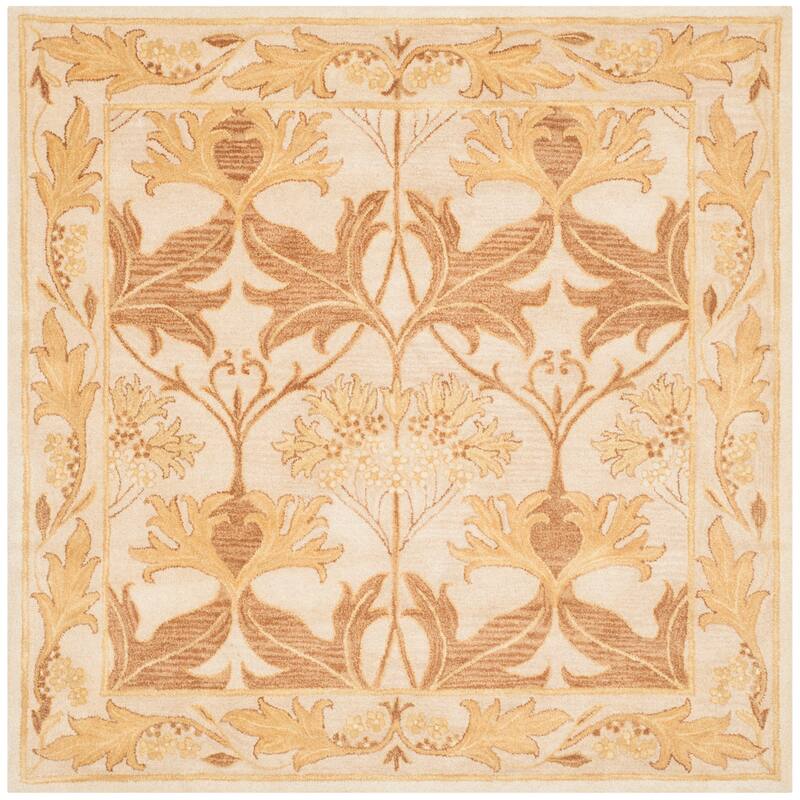 SAFAVIEH Handmade Antiquity Beverly Traditional Oriental Wool Rug - 6' Square - Beige/Gold