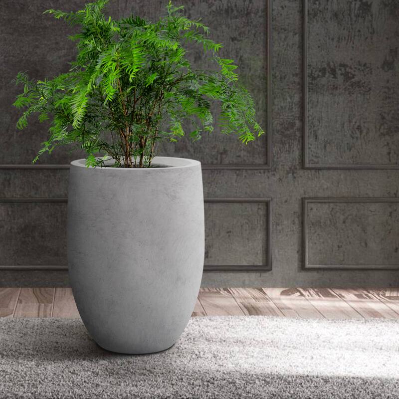 Kante Lightweight Concrete Outdoor Round Tall Planter, 21.7 Inch Tall