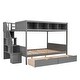 preview thumbnail 35 of 40, Twin over Full Bunk Bed With Shelfs,Storage Staircase and 2 Drawers