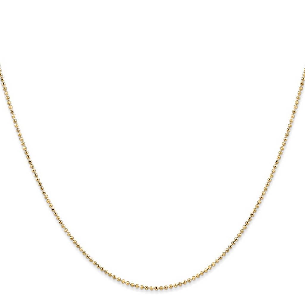 Curata 14k Yellow Gold 1.2mm Diamond-Cut Baby Ball Bead Chain Necklace Options: 16 18 20 24