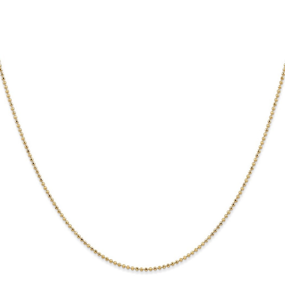 Curata 14k Yellow Gold 1.2mm Diamond-Cut Baby Ball Bead Chain Necklace