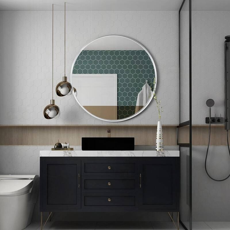 Metal Framed Round Bathrrom Mirror