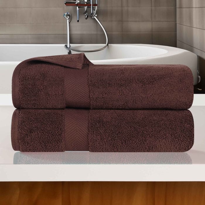 Superior Absorbent Zero Twist Cotton Bath Towel (Set of 2) - Espresso