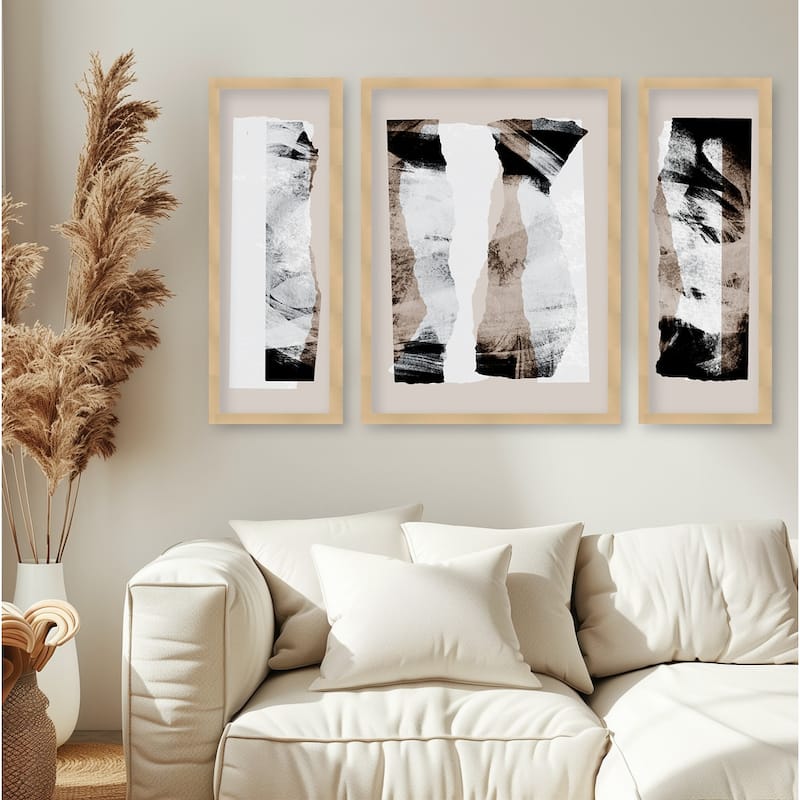 "Pieces 20" Set of Three Framed Textured Wall Art