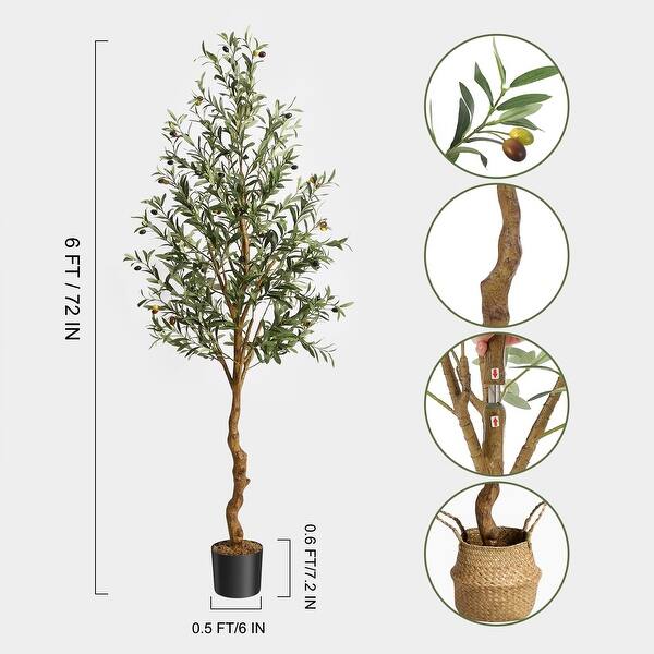 Artificial Olive Tree 6FT(72in) Tall Faux Silk Olive Trees - 6x6x72in