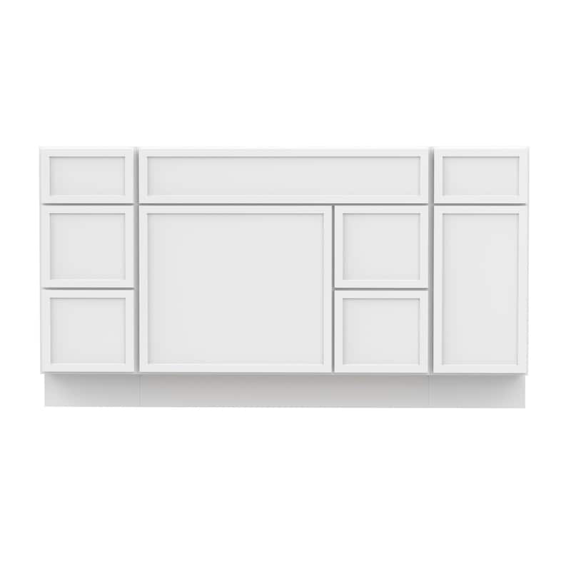 Vanity Art 60" Birch Freestanding Bathroom Vanity Cabinet without Top