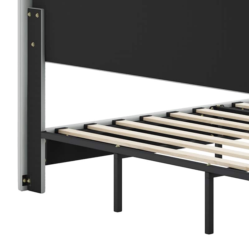 Modern PU Leather Upholstered Platform Bed - No Box Spring Needed